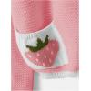 imageSHENHE Womens Strawberry Pattern Open Front Bishop Sleeve Casual CardiganWhite and Pink