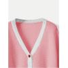 imageSHENHE Womens Strawberry Pattern Open Front Bishop Sleeve Casual CardiganWhite and Pink