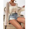 imageSHENHE Womens Tie Front Tops Bell Long Sleeve Knit Crochet Cardigan Crop TopApricot