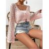 imageSHENHE Womens Tie Front Tops Bell Long Sleeve Knit Crochet Cardigan Crop TopLight Pink