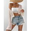 imageSHENHE Womens Tie Front Tops Bell Long Sleeve Knit Crochet Cardigan Crop TopSolid Khaki