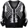 imageSHENHE Boys Graphic Skeleton Print Button Down V Neck Long Sleeve Halloween CardiganBlack and White