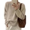 imageSHENHE Womens Crewneck Button Down Long Sleeve Cardigan Loose Casual Sweater TopApricot