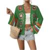imageSHENHE Womens Floral Crochet Cardigan Hollow Out Open Front Long Sleeve Cardigan SweaterGreen