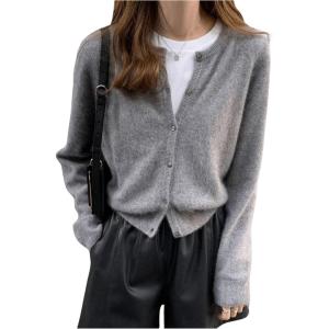 imageSHENHE Womens Crewneck Button Down Long Sleeve Cardigan Loose Casual Sweater TopGrey