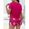 imageSHENHE Womens 2 Piece Cow Print Round Neck Short Sleeve Cute Drawstring Shorts Pajama Set