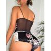 imageSHENHE Womens 2 Piece Floral Satin Lace V Neck Sleeveless Cami Top and Shorts Lingerie Pajama SetsLace Trim Black