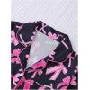 imageSHENHE Womens 2 Piece Pajama Set Bow Graphic Button Down Short Sleeve Lapel Shirt Pj Short SetBlack