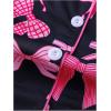 imageSHENHE Womens 2 Piece Pajama Set Bow Graphic Button Down Short Sleeve Lapel Shirt Pj Short SetBlack