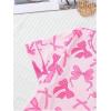imageSHENHE Womens 2 Piece Pajama Set Bow Graphic Button Down Short Sleeve Lapel Shirt Pj Short SetDeep Pink
