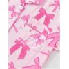 imageSHENHE Womens 2 Piece Pajama Set Bow Graphic Button Down Short Sleeve Lapel Shirt Pj Short SetDeep Pink