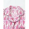 imageSHENHE Womens 2 Piece Pajama Set Bow Graphic Button Down Short Sleeve Lapel Shirt Pj Short SetMonkey Pink