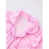 imageSHENHE Womens 2 Piece Pajama Set Bow Graphic Button Down Short Sleeve Lapel Shirt Pj Short SetPink