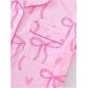 imageSHENHE Womens 2 Piece Pajama Set Bow Graphic Button Down Short Sleeve Lapel Shirt Pj Short SetPink