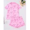 imageSHENHE Womens 2 Piece Pajama Set Bow Graphic Button Down Short Sleeve Lapel Shirt Pj Short SetPink