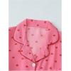 imageSHENHE Womens 2 Piece Pajama Set Bow Graphic Button Down Short Sleeve Lapel Shirt Pj Short SetPink Heart