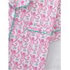imageSHENHE Womens 2 Piece Pajama Set Bow Graphic Button Down Short Sleeve Lapel Shirt Pj Short SetPink Monkey Print
