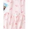 imageSHENHE Womens 2 Piece Pajama Set Bow Graphic Button Down Short Sleeve Lapel Shirt Pj Short SetPlaid Light Pink