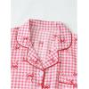 imageSHENHE Womens 2 Piece Pajama Set Bow Graphic Button Down Short Sleeve Lapel Shirt Pj Short SetPlaid Pink