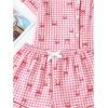 imageSHENHE Womens 2 Piece Pajama Set Bow Graphic Button Down Short Sleeve Lapel Shirt Pj Short SetPlaid Pink