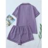 imageSHENHE Womens 2 Piece Pajama Set Bow Graphic Button Down Short Sleeve Lapel Shirt Pj Short SetPurple