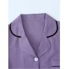 imageSHENHE Womens 2 Piece Pajama Set Bow Graphic Button Down Short Sleeve Lapel Shirt Pj Short SetPurple