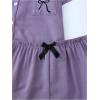 imageSHENHE Womens 2 Piece Pajama Set Bow Graphic Button Down Short Sleeve Lapel Shirt Pj Short SetPurple