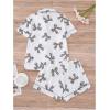 imageSHENHE Womens 2 Piece Pajama Set Bow Graphic Button Down Short Sleeve Lapel Shirt Pj Short SetWhite