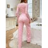 imageSHENHE Womens 2 Piece Pajama Sets Floral Ribbed Cute Pajama Long Sleeve Crop Top and Pant Lounge SetLight Pink