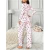 imageSHENHE Womens 2 Piece Pajama Sets Floral Ribbed Cute Pajama Long Sleeve Crop Top and Pant Lounge SetPink Cherry Print