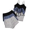 imageSHENHE Womens 3 Sets Cute Sleepwear Bow Front Lettuce Trim Cami and Shorts Pajama SetBlue Grey Black