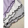 imageSHENHE Womens 3 Sets Cute Sleepwear Bow Front Lettuce Trim Cami and Shorts Pajama SetGrey White Purple