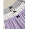 imageSHENHE Womens 3 Sets Cute Sleepwear Bow Front Lettuce Trim Cami and Shorts Pajama SetGrey White Purple