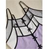 imageSHENHE Womens 3 Sets Cute Sleepwear Bow Front Lettuce Trim Cami and Shorts Pajama SetGrey White Purple
