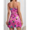 imageSHENHE Womens Cartoon Print Cute Slip Pajama Dress Spaghetti Strap Nightgown Chemsie Hot Pink Medium