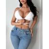 imageSHENHE Womens Criss Cross Strappy Backless Halter Neck Fuzzy Sexy Crop Top ClubwearWhite