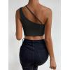 imageSHENHE Womens Cut Out One Shoulder Sleeveless Asymmetrical Fitted Crop Tank TopBlack