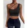 imageSHENHE Womens Cut Out One Shoulder Sleeveless Asymmetrical Fitted Crop Tank TopBlack
