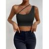 imageSHENHE Womens Cut Out One Shoulder Sleeveless Asymmetrical Fitted Crop Tank TopBlack
