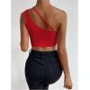imageSHENHE Womens Cut Out One Shoulder Sleeveless Asymmetrical Fitted Crop Tank TopRed