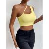 imageSHENHE Womens Cut Out One Shoulder Sleeveless Asymmetrical Fitted Crop Tank TopYellow