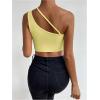 imageSHENHE Womens Cut Out One Shoulder Sleeveless Asymmetrical Fitted Crop Tank TopYellow