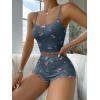 imageSHENHE Womens Cute Cherry Print Pajamas Crop Cami and Shorts Lettuce Trim Pj Lounge SetDark Grey