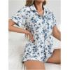 imageSHENHE Womens Floral Sleepwear Nightwear Button Pajama Set 2 Piece Casual Top and ShortsFloral Blue