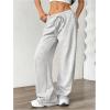 imageSHENHE Womens Low Rise Loose Sweatpants Y2k Elastic Waist Wide Leg Lounge Sweat PantsLight Grey