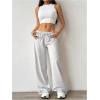 imageSHENHE Womens Low Rise Loose Sweatpants Y2k Elastic Waist Wide Leg Lounge Sweat PantsLight Grey
