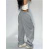 imageSHENHE Womens Low Rise Sweatpants Y2k Open Bottom Straight Leg Workout Lounge Sweat Pants Grey Medium