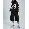 imageSHENHE Womens Mesh Football Jersey Oversized Number Graphic Short Sleeve Y2K Sport Tshirt TopBlack
