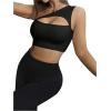 imageSHENHE Womens One Shoulder Cut Out Sports Bra Workout Gym Yoga Crop TopsBlack