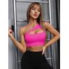 imageSHENHE Womens One Shoulder Cut Out Sports Bra Workout Gym Yoga Crop TopsHot Pink